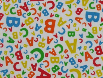 Abc Polycotton Print, White