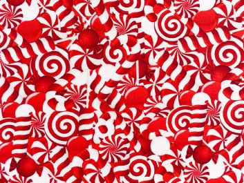 Allover Christmas Candy Cane Cotton Print