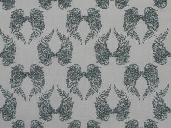 Angel Wings Polycotton Print, Grey