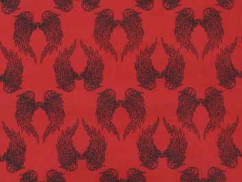 Angel Wings Polycotton Print, Red Orange