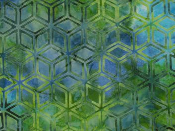 Bali Batik Cotton, Star Cube, Grass