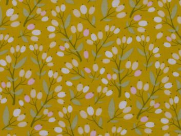 Berry Bliss Polycotton Print, Ochre