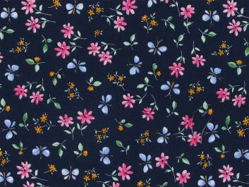 Butterfly Daisy Cotton Poplin Print, Navy