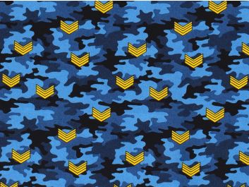 Camouflage Brigade Cotton Poplin Print, Blue