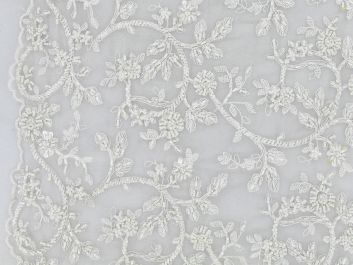Carmel Floral Embroidered Lace, White