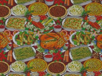 Christmas Dinner Cotton Print