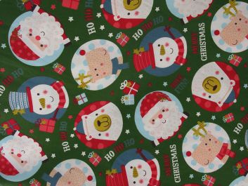 Christmas Globe Cotton Print, Green