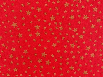 Christmas Stars Cotton Print, Red