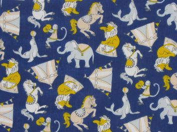 Circus Fun Polycotton Print, Navy