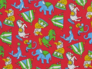 Circus Fun Polycotton Print, Red