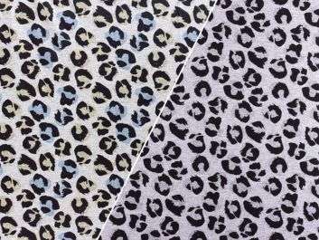 Colour Change Cotton Jersey, Leopard Print, Grey and Blue