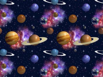 Cosmic Collection Cotton Print, Starlight Planets