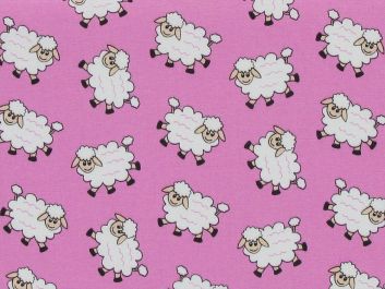 Counting Sheep Cotton Poplin Print, Pink