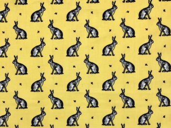 Country Bunny Cotton Print, Yellow