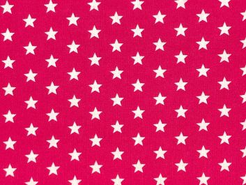 Craft Collection Cotton Print, Small White Star, Cerise