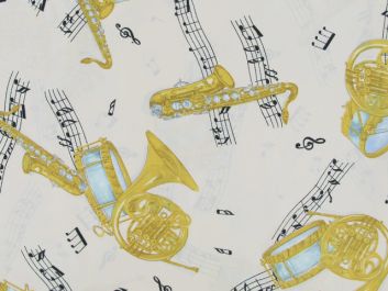 Crepe de Chine, Music Print - White