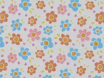 Daisy Meadow Polycotton Print, White