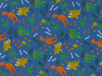 Dinosaur Bones Polycotton Print, Blue