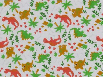 Dinosaur Bones Polycotton Print, White