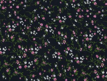 Ditsy Rose Garden Viscose Print, Navy