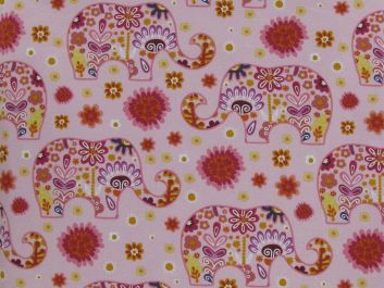 Elephant Dance Jersey Print, Pink