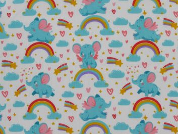 Elephant Rainbow Polycotton Print