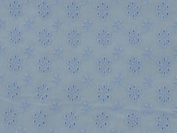 Embroidered Cotton Voile Anglaise, Six Hole Floral, Blue