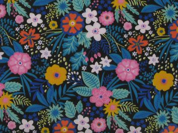 Exotic Flora Polycotton Print, Black