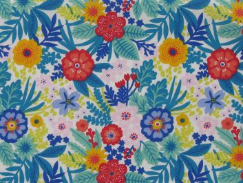 Exotic Flora Polycotton Print, White