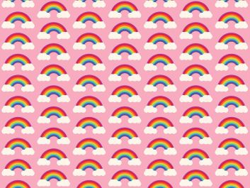 Fairytale Rainbow Cloud Cotton Print, Pink