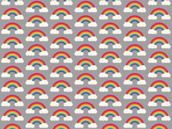 Fairytale Rainbow Cloud Cotton Print, Silver