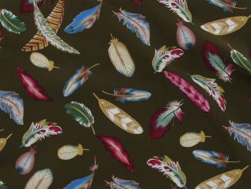 Feather Dash Viscose Print, Olive