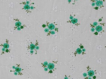 Floral Bouquet Printed Embroidered Anglaise, Green
