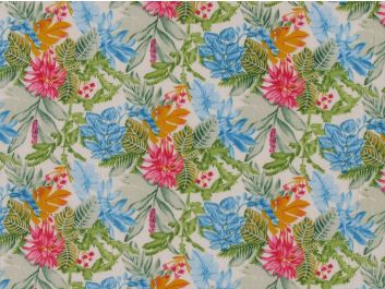 Floral Tropic View Cotton Poplin Print, Cream