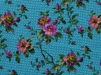 Floral Visage Viscose Print, Turquoise