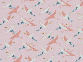 Flying Crane Loopback Cotton Jersey, Light Pink