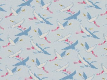 Flying Crane Loopback Cotton Jersey, Sky Blue