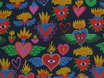 Flying Fire Hearts Cotton Print