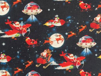 Flying Santa Cotton Print