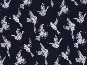 Flying Sparrow Printed Peachskin, Navy