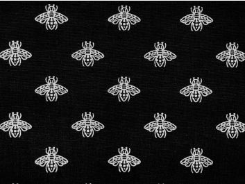 Foil Bees Linen Look Panama Canvas, Silver