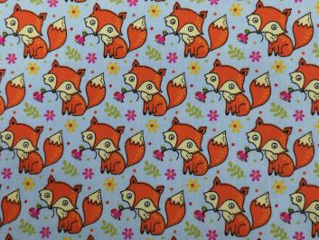 Foxes Polycotton Print, Sky