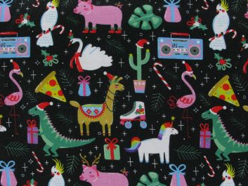 Funtime Christmas Animals Cotton Jersey