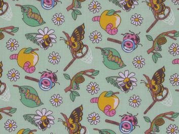 Garden Bugs Polycotton Print, Mint