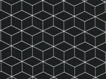 Geometric Cube Cotton Print, Black