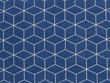 Geometric Cube Cotton Print, Cobalt