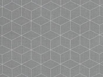 Geometric Cube Cotton Print, Grey