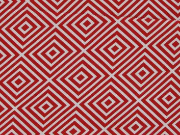 Geometric Nested Diamonds Cotton Poplin, Red