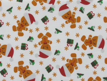 Gingerbread Santa Presents Polycotton Print