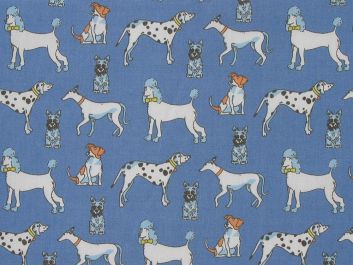 Groomed Dogs Polycotton Print, Blue